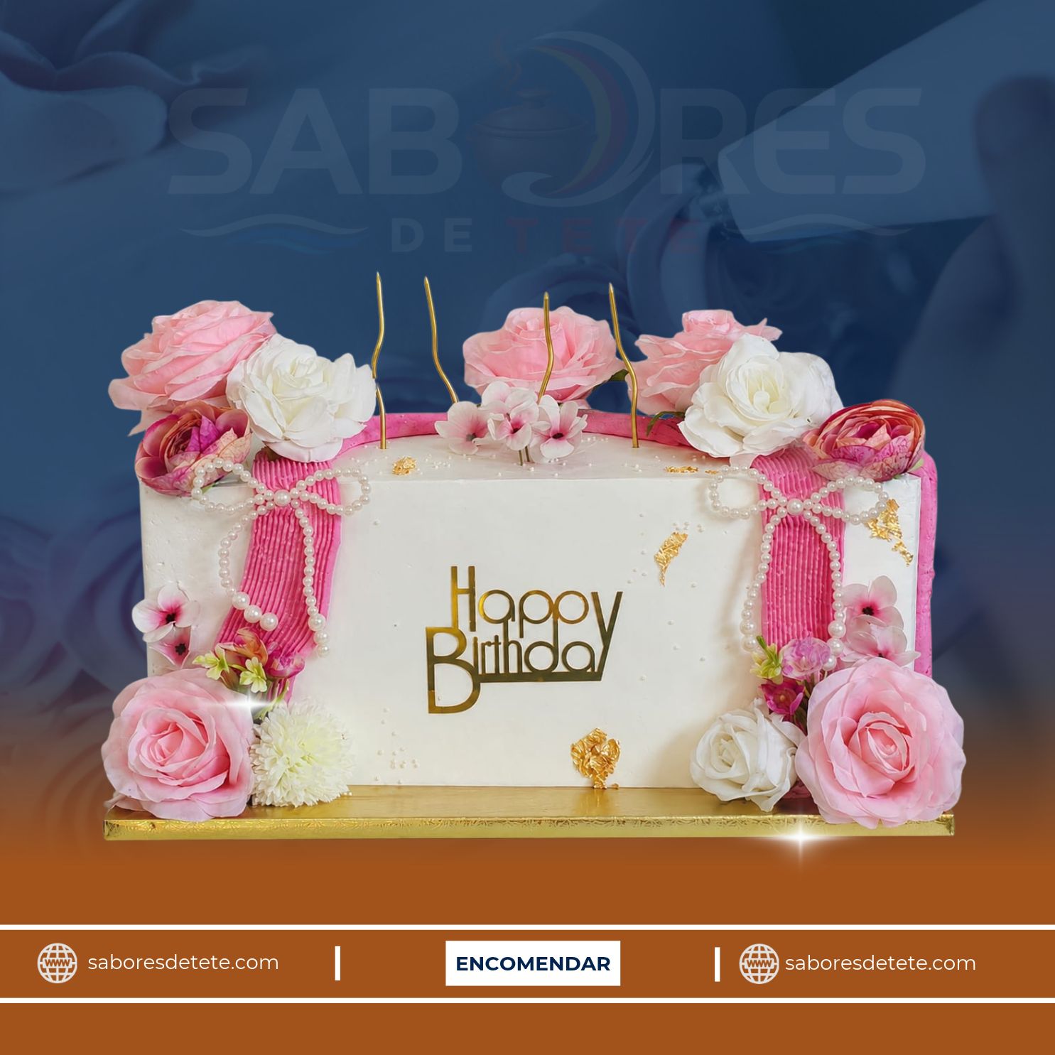 Bolo Rectangular de Aniversário