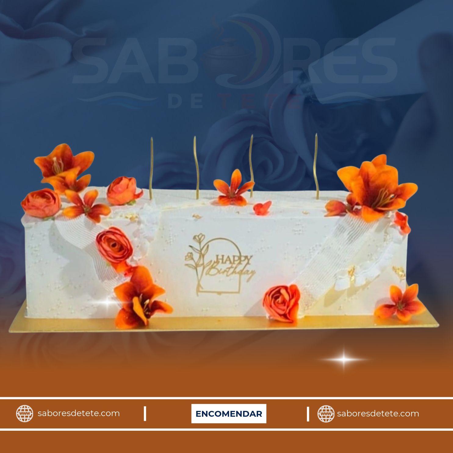 Bolo Rectangular de Aniversário